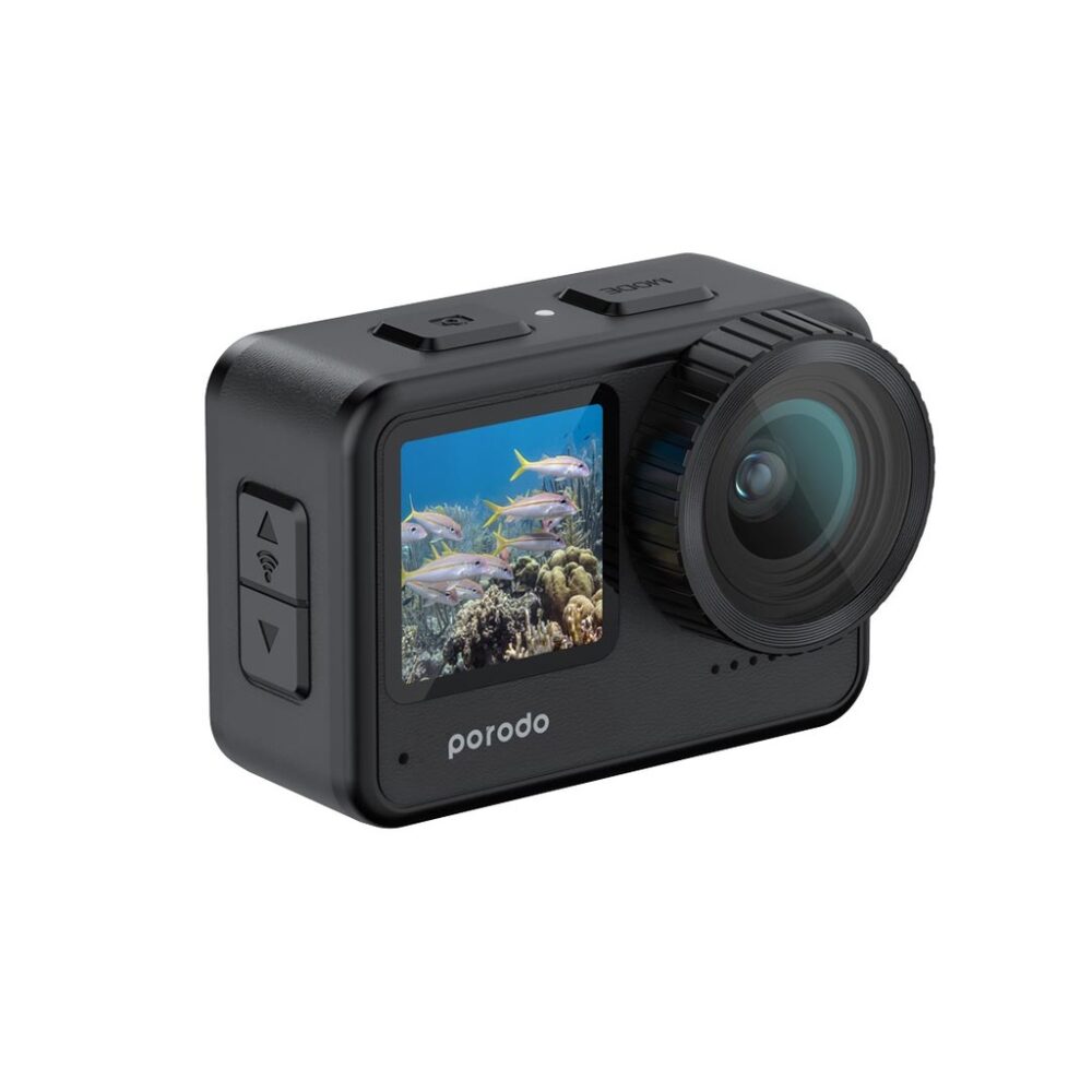 Porodo Lifestyle Fully Waterproof UHD Action Camera Dual Display With Video Stabilisation  PD-5KACAM-BK