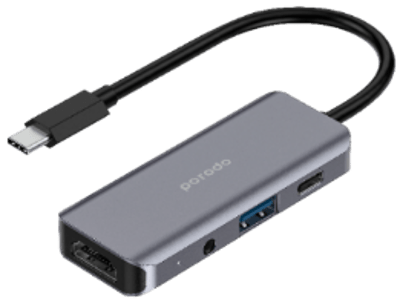 Porodo 4in1 HDMI 4K USB-C Hub PD-41CHB-GY